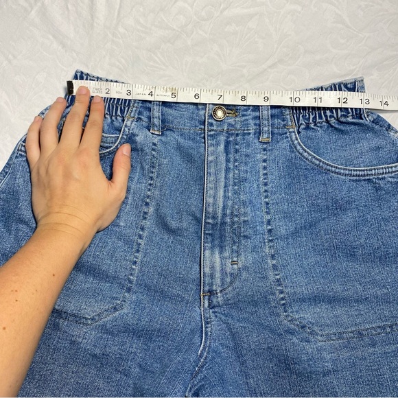 Vintage Lee Stretchy Cutoff Cargo Shorts Scrunch Waistband Women’s 8 Denim Jean - Picture 7 of 13